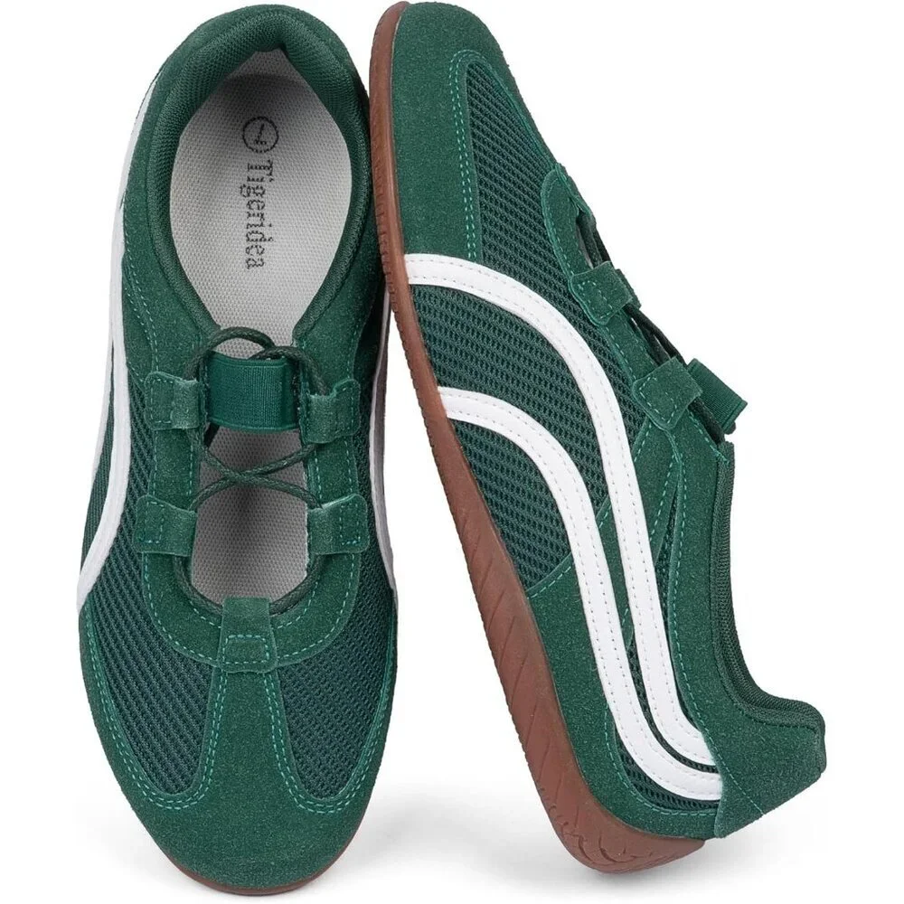 Women's Green Mesh Lightweight Casual Comfortable Mary Jane Fashion Sneakers